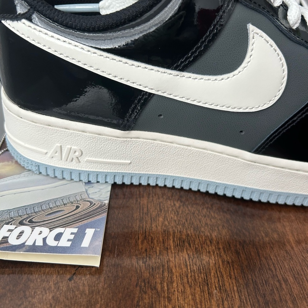 Nike Air Force 1 Low Black Iron Grey Patent Sneakers IB7676-001 Men's 8 - Picture 3 of 10